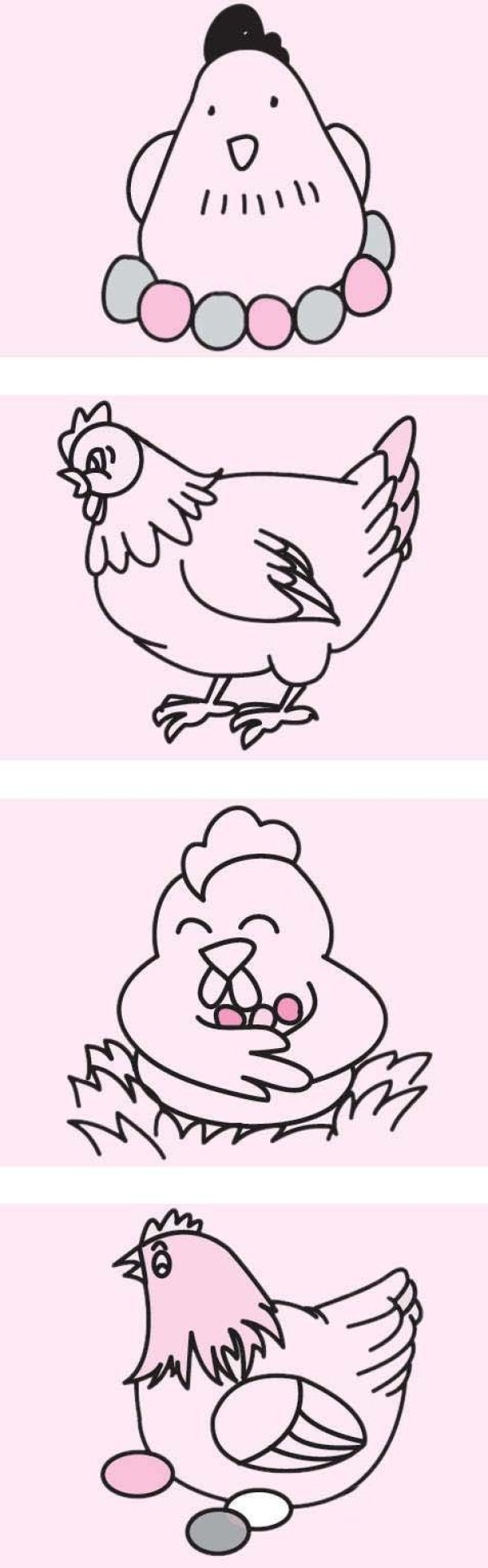 How to draw a hen laying eggs