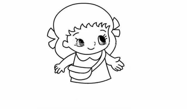 Simple drawing of cute little girl on June 1st