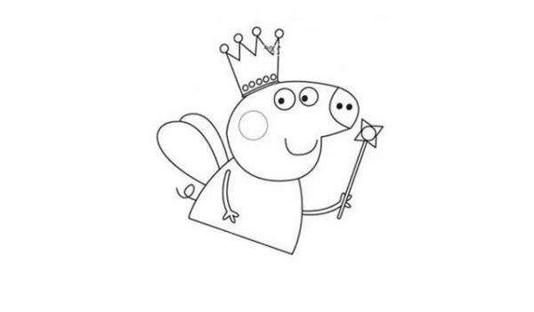 Draw Peppa Pig wearing a crown