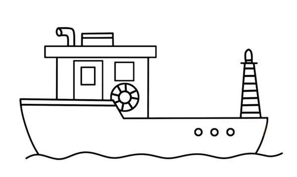 Simple and beautiful fishing boat sketch