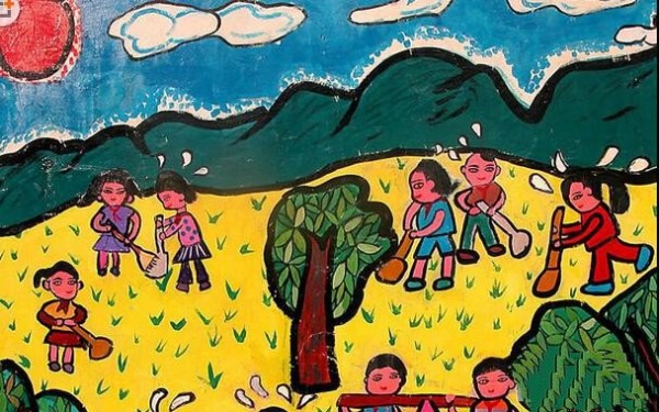 Childrens paintings for Qingming Festival - children planting trees