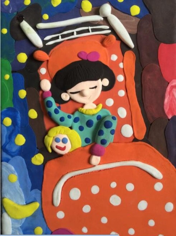 Sleeping with Mommy Womens Day Clay Paste Painting Work Sharing