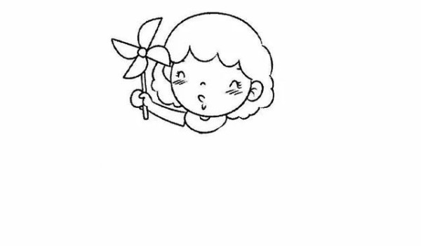 Drawing of a little girl holding a windmill