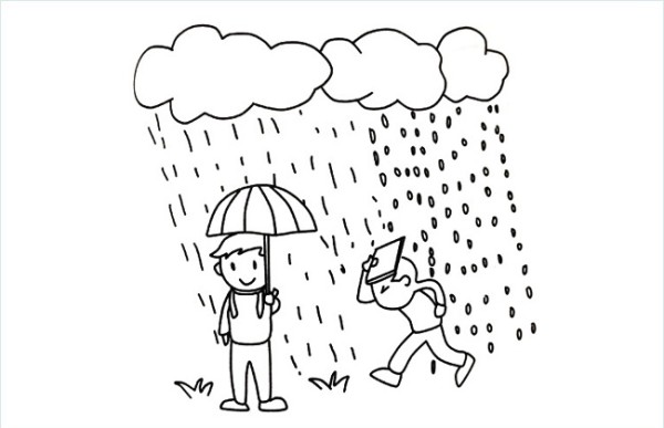 Simple drawing pictures of rainy weather