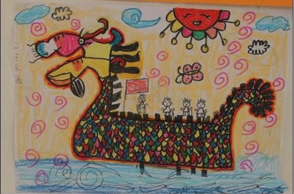 Dragon Boat Festival Childrens Drawing-Domineering Dragon Boat