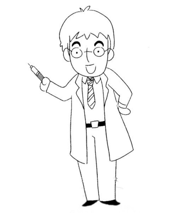 Simple drawing picture of young doctor