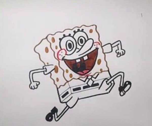 Running Spongebob simple drawing steps