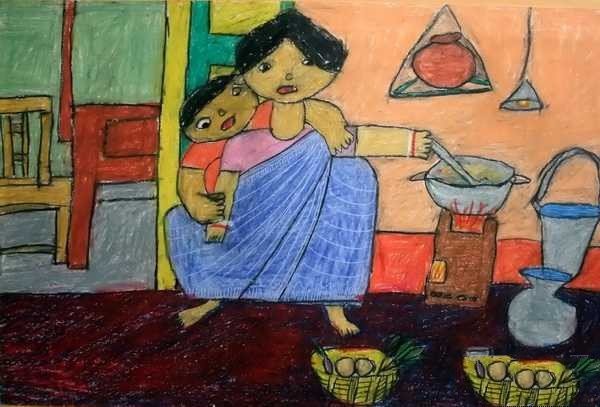 A collection of pictures of childrens paintings on Thanksgiving Day - thanksgiving to mothers for their hard work