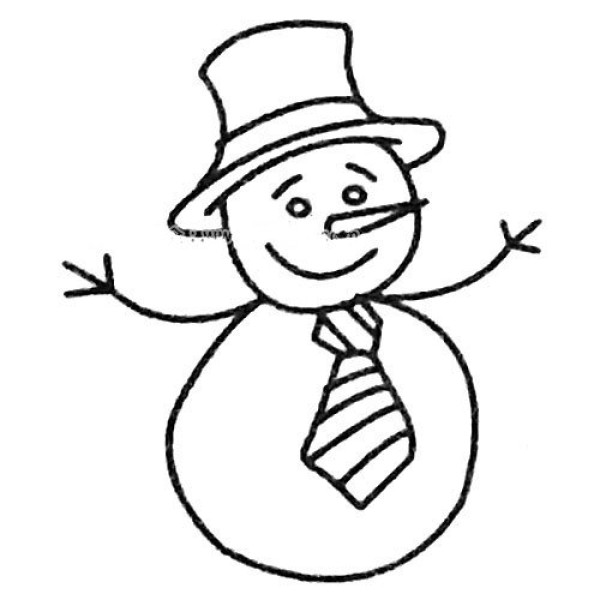 A set of beautiful simple drawing pictures of snowmen