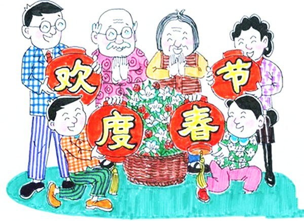 Primary school students' Spring Festival paintings