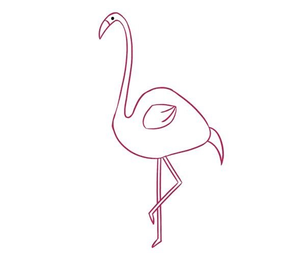 Beautiful simple drawing of flamingo