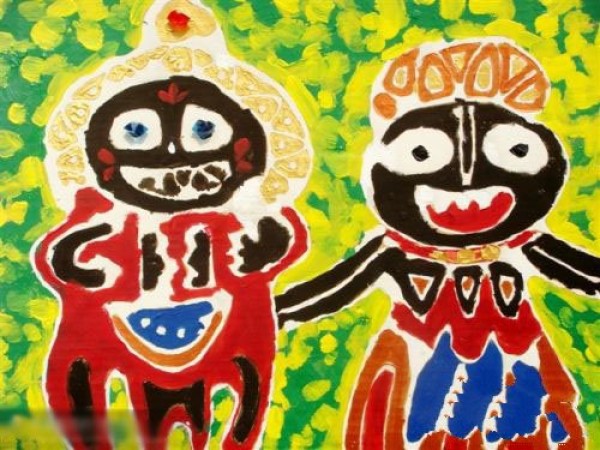 Childrens drawing of king and queen