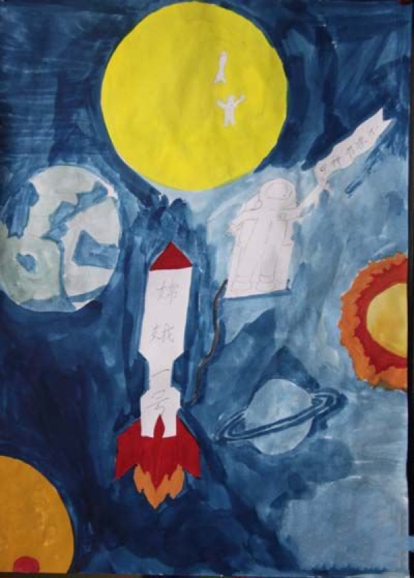 Mid-Autumn Festival childrens paintings - Welcome the Mid-Autumn Festival