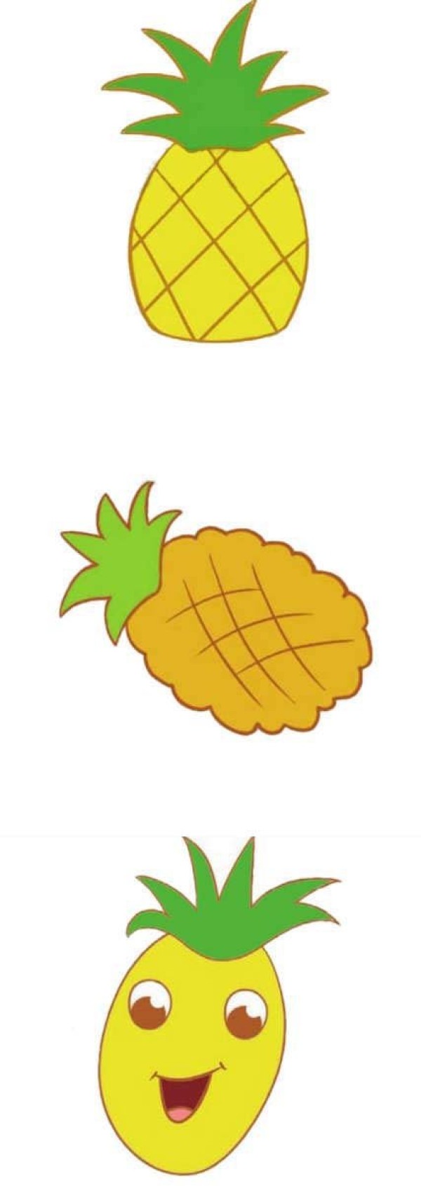 Cartoon color pineapple simple strokes