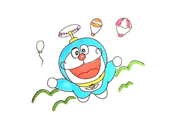 How to draw flying Doraemon