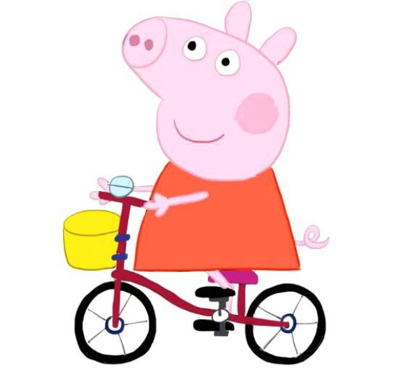 Pink Pig Peppa Pig Riding a Bike