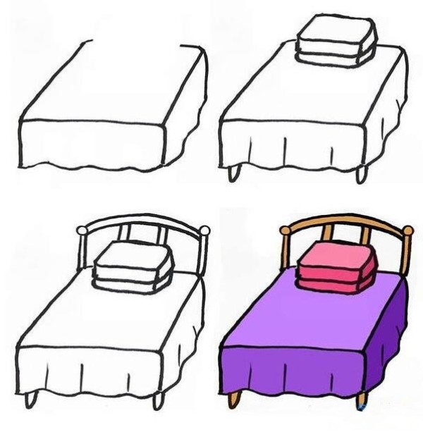 Coloring bed simple drawing pictures