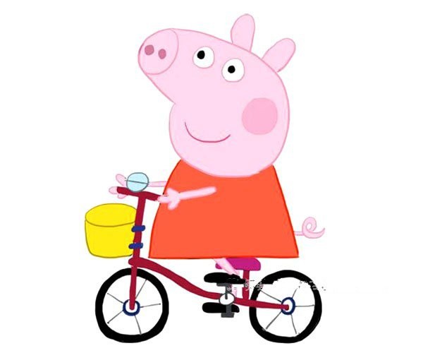 Learn to draw Peppa Pig riding a bicycle step by step