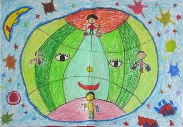 Beautiful Earth Mother Childrens Environmentally Friendly Crayon Drawings