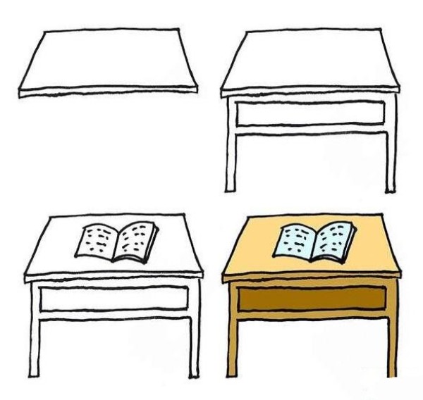 Simple drawing of childrens small desk