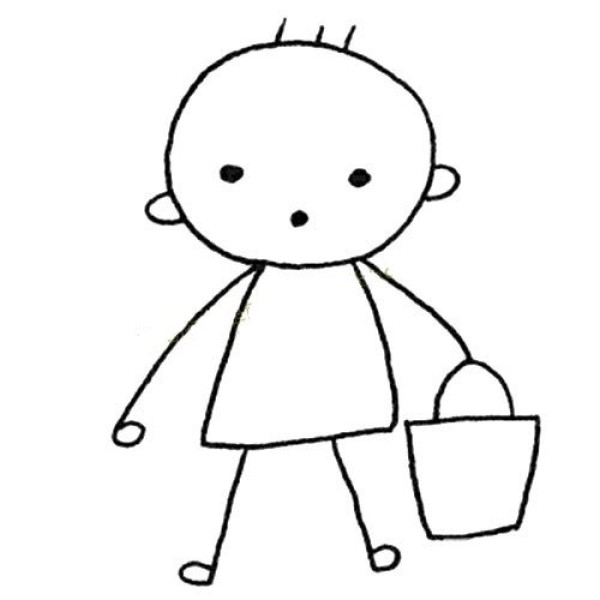 A set of simple drawing pictures about little boys