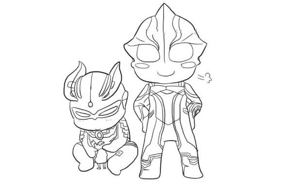 Cute Q version of Ultraman Mebius and Ultraman Zero combination