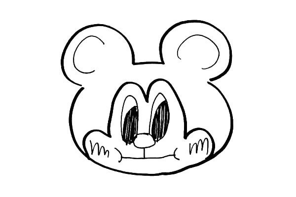 Cute simple drawing of Mickey Mouse that can be done with just one pen