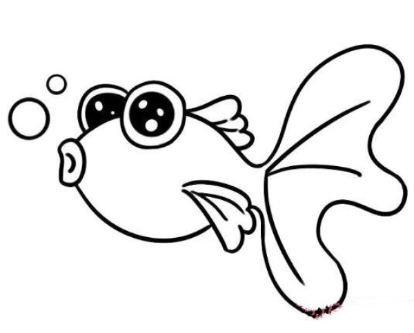 How to draw a goldfish blowing bubbles