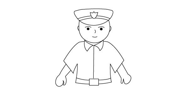 How to draw a handsome policeman in simple strokes