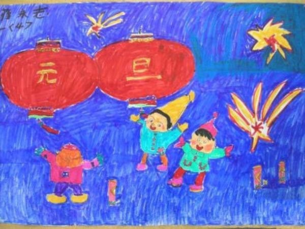 A complete collection of drawing pictures for first-grade children on New Years Day