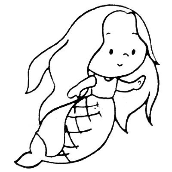 Cute mermaid simple drawing