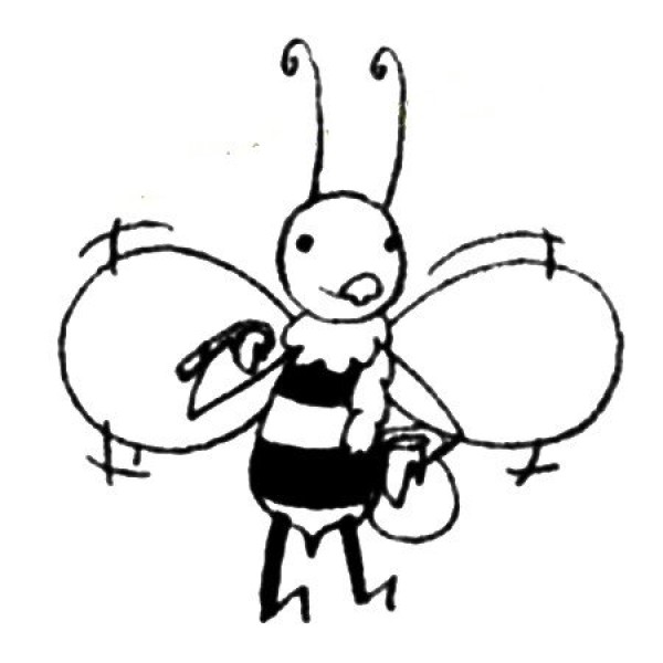 A set of simple drawing pictures of bees