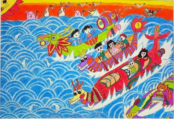 Dragon Boat Festival Childrens Drawings - Passionate Competition