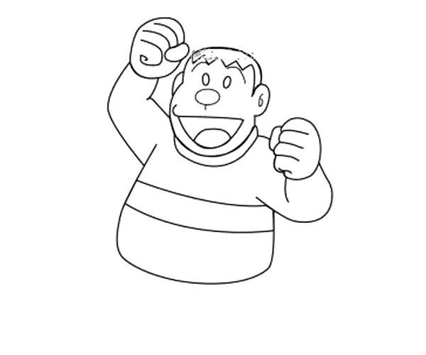 Doraemon animation character Fat Tiger simple drawing