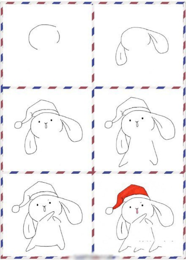 Simple drawing method of Christmas bunny