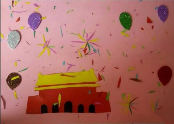 Sharing of children’s paintings of setting off fireworks to celebrate National Day