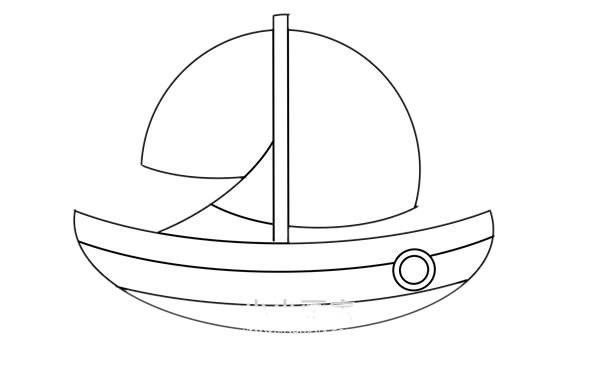 Cartoon sailing boat simple strokes