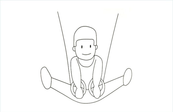 Simple drawing pictures of athletes hanging rings