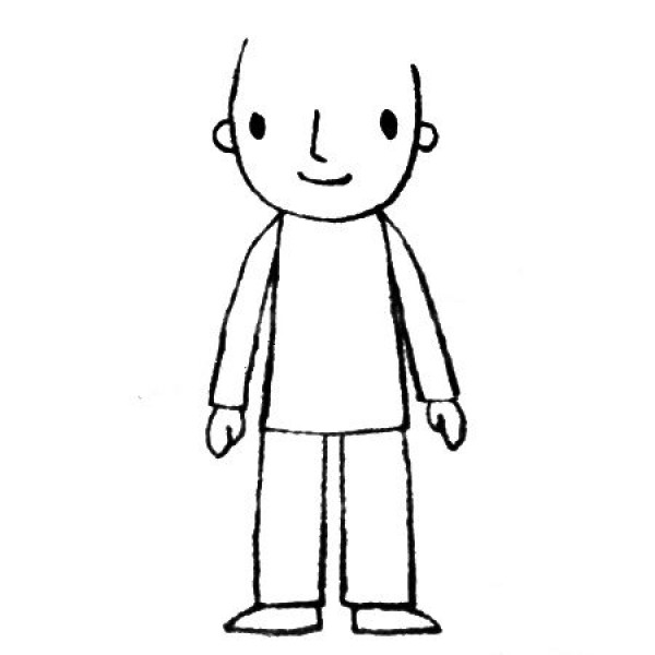 Simple drawing tutorial of a little boy wearing a striped T-shirt