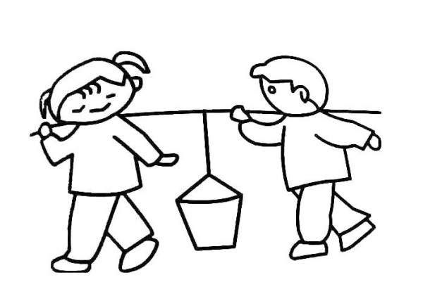 Two children are carrying water