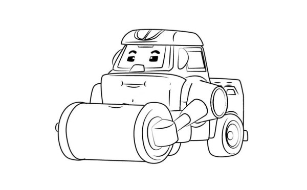 Police Car Purley Steamroller Max Simple Drawing