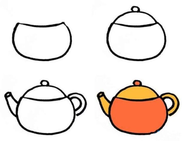 Colored teapot simple drawing