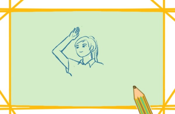 Simple drawing of a girl saluting