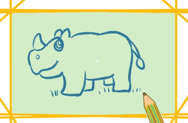 Simple drawing of rhinoceros on land