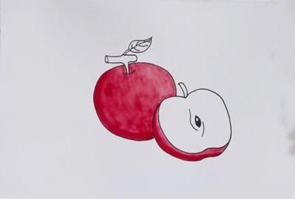 How to draw a red apple