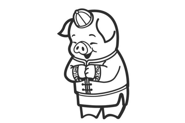 Piggy New Years greetings simple picture