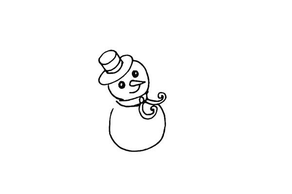 Simple drawing tutorial of snowman in the snow