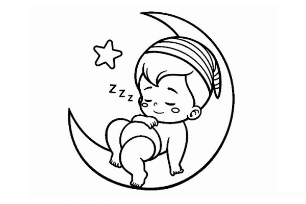 Simple drawing of sleeping time cartoon