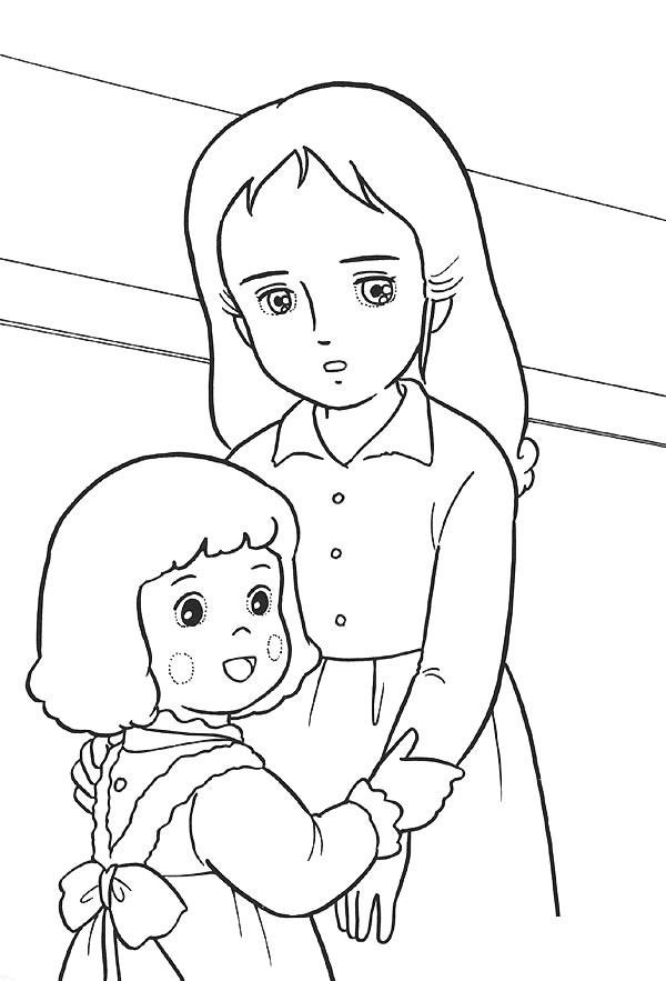 Simple drawing of female teacher caring about students