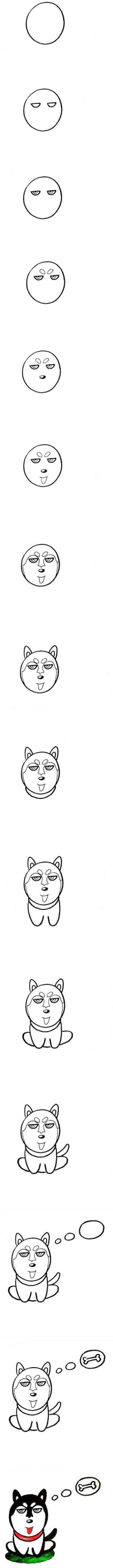 How to draw a puppy husky